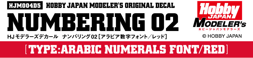 HJモデラーズデカール ナンバリング02 [レッド]