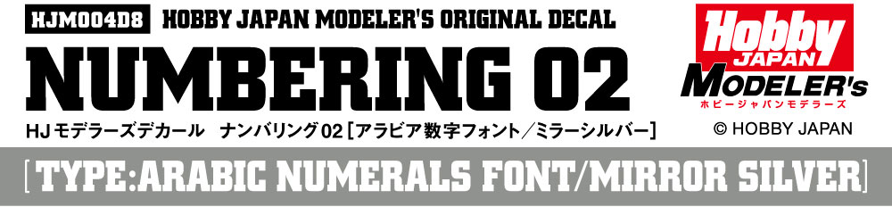 HJモデラーズデカール ナンバリング02 [ミラーシルバー]